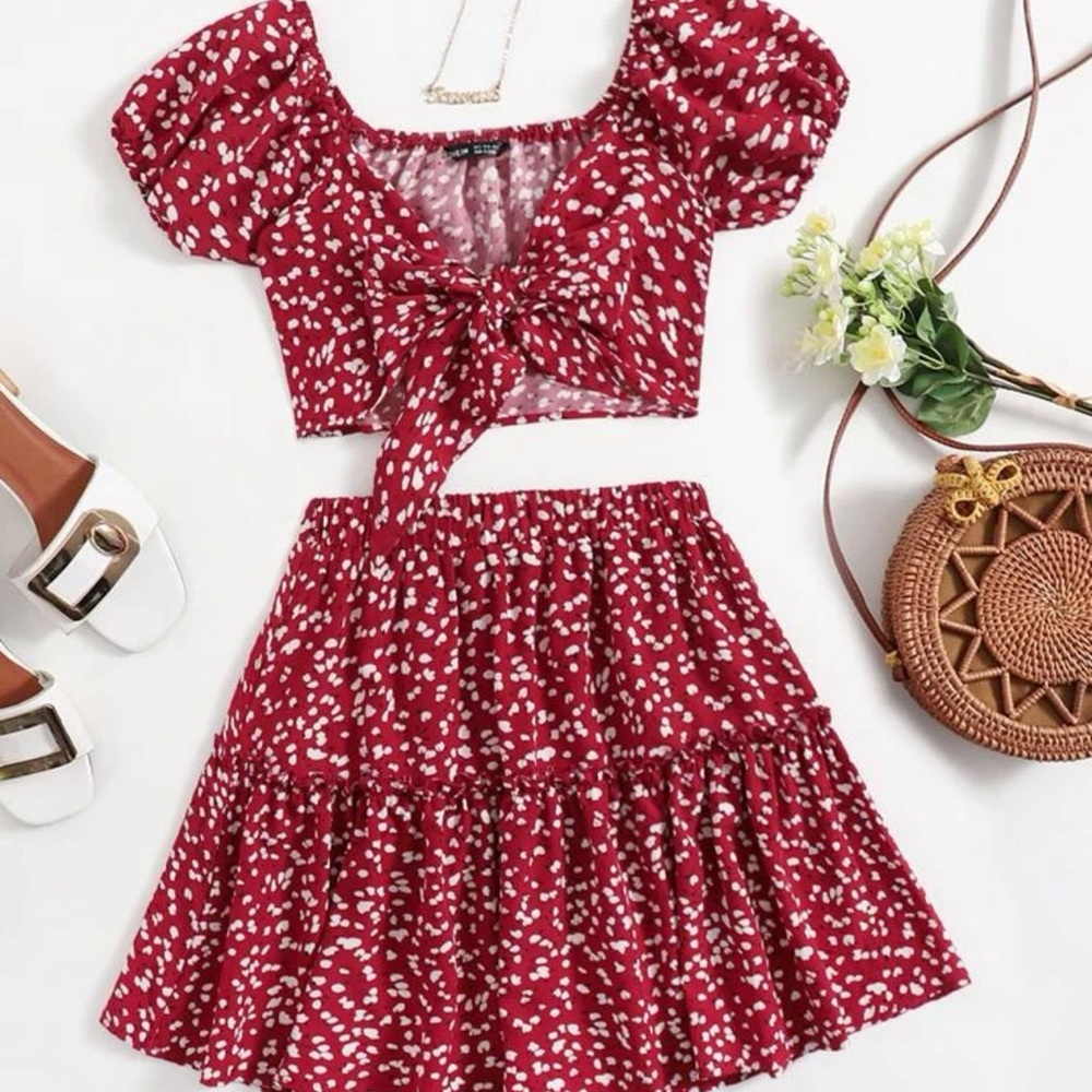 Red top/skirt set